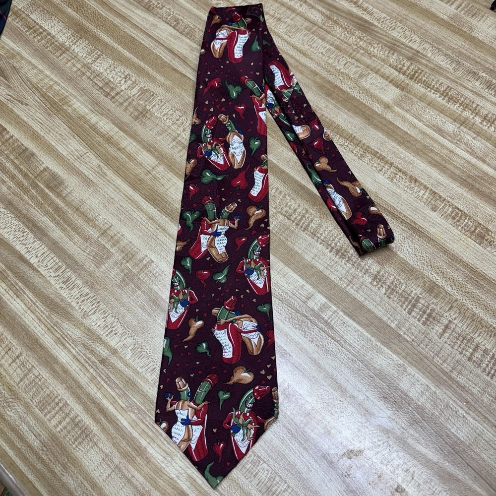 Vintage Tabasco Necktie Dancing Bottles Silk Made In USA